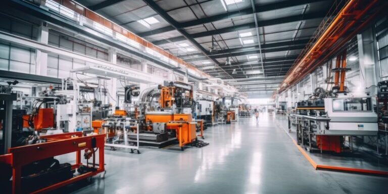 Modern industrial manufacturing machinery in a spacious factory setting.